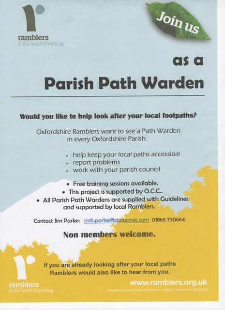 Advert for the post of Tetsworth Parish Path Warden.  Call 01865730664 if interested